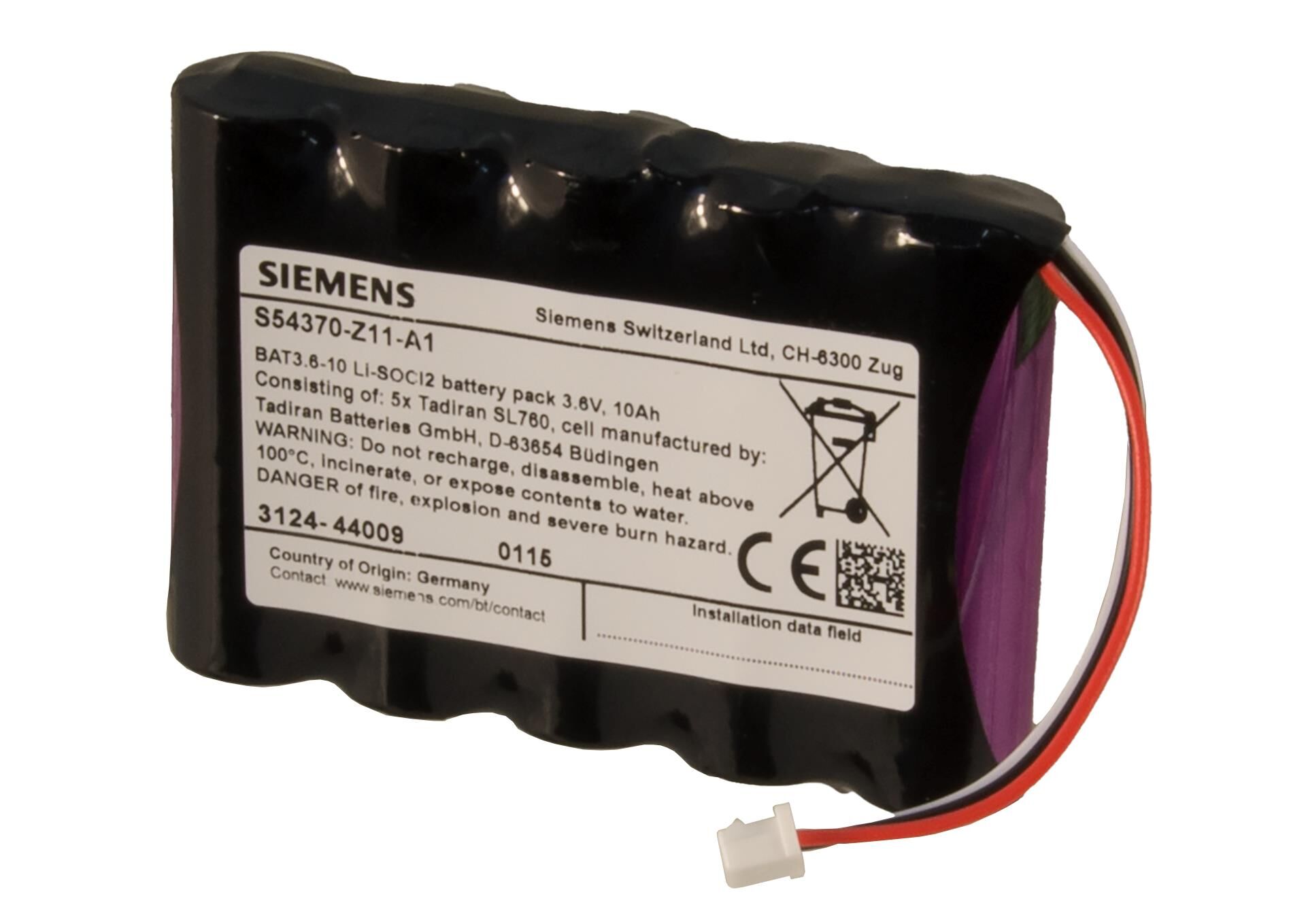 Siemens Cerberus Pro Kablosuz Elemanlar İçin BAT3.6-10 Lityum Pil (3.6V, 10Ah)