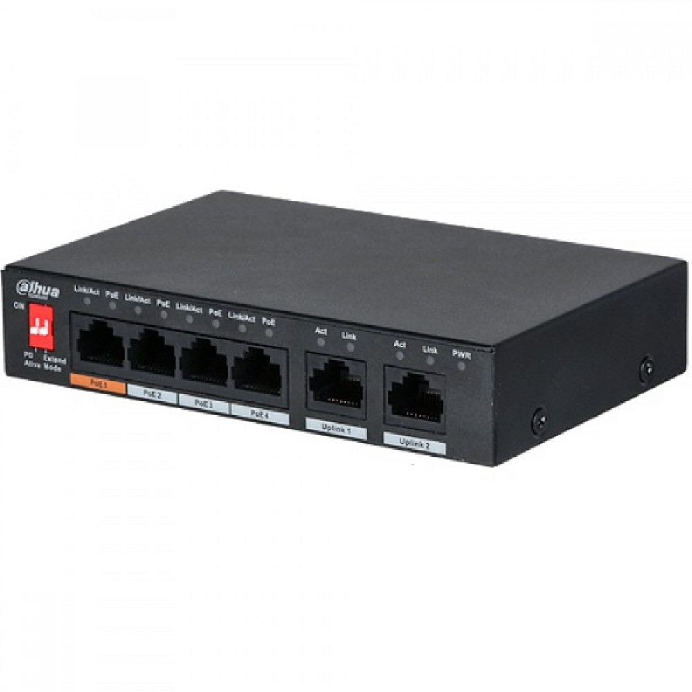 DAHUA PFS3006-4ET-60-V2 4 PORT POE SWİTCH (4FE POE+2FE UPLINK TOPLAM 60W POE)