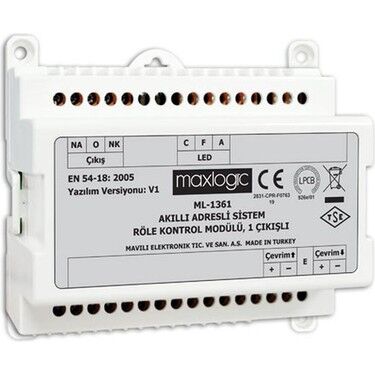 Mavili Maxlogic ML-1361 Akıllı Adresli Sistem Röle Kontrol Modülü, 1 Çıkışlı