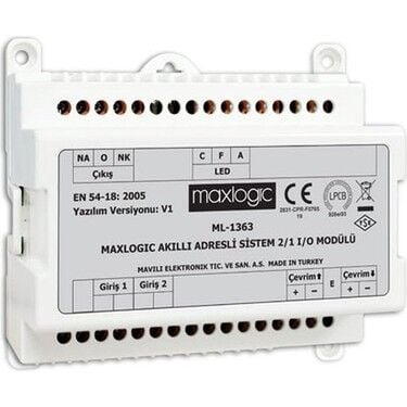 Mavili Maxlogic ML-1363 Akıllı Adresli Sistem 2/1 I/O Modülü (2 Giriş / 1 Çıkış)