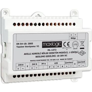 Mavili Maxlogic ML-1372.SCI Akıllı Adresli Sistem Bölge Denetim Modülü, 1 Girişli, Kısa Devre İzolatörlü
