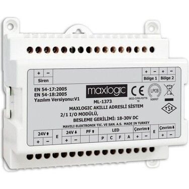 Mavili Maxlogic ML-1373.SCI Akıllı Adresli Sistem 2/1 I/O Modülü (2 Giriş / 1 Çıkış), Kısa Devre İzolatörlü