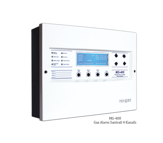 Mavili Mavigard MG-400 Gaz Alarm Santrali, 4 Kanallı, Grafik LCD Ekranlı