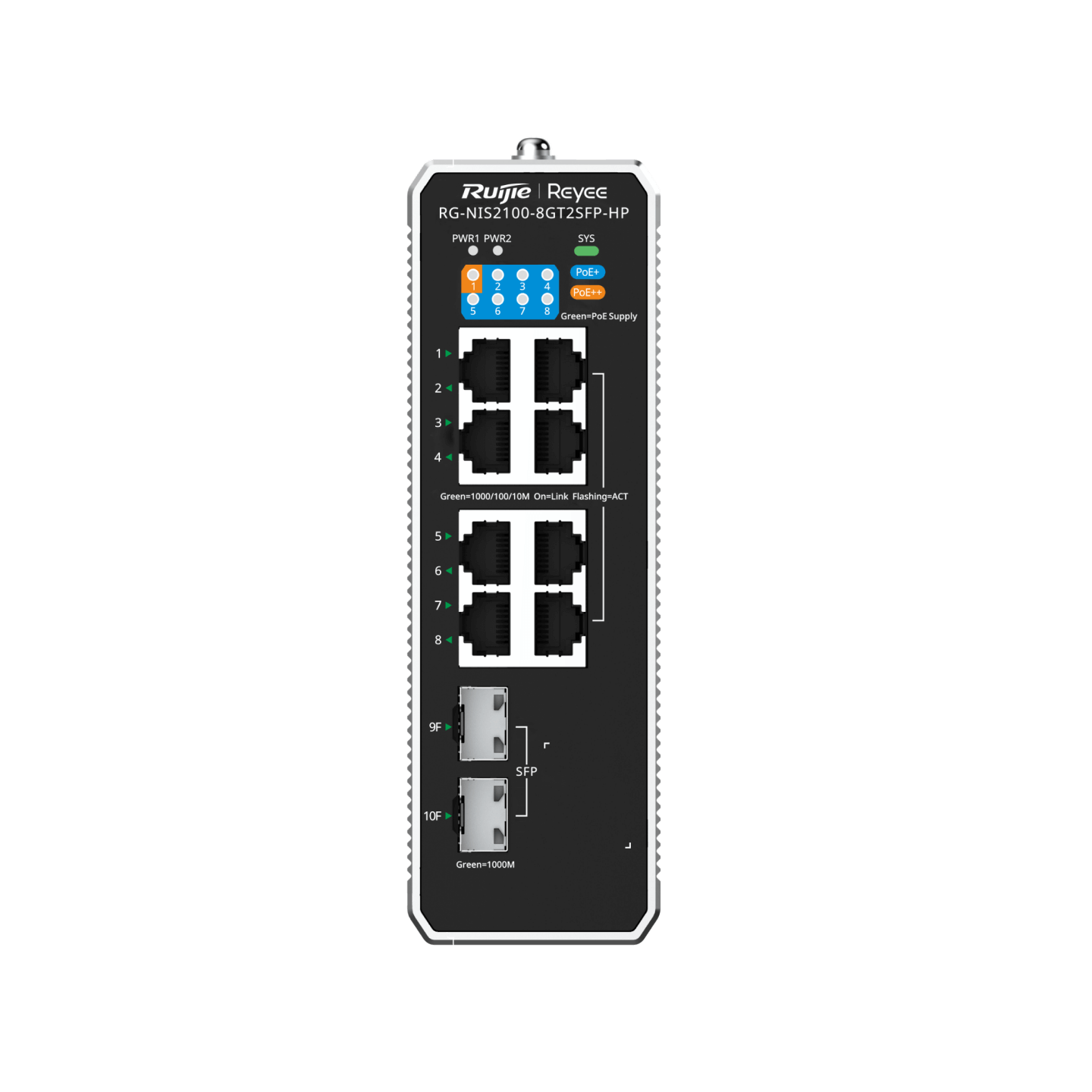 Ruijie Reyee RG-NIS2100-8GT2SFP-HP Endüstriyel PoE Switch